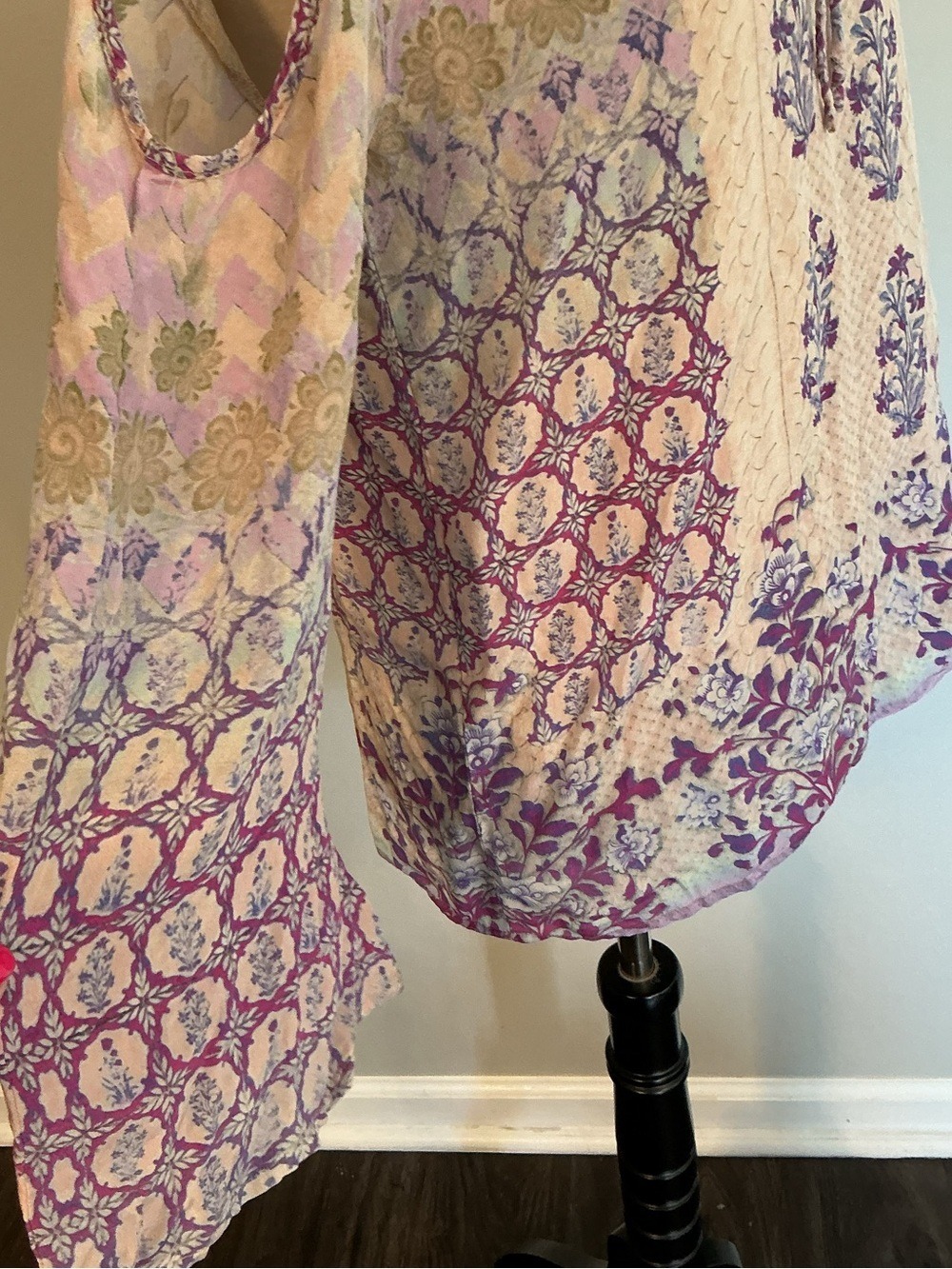 Tolani Silk Cold Shoulder Peasant Blouse - Picture 9 of 10